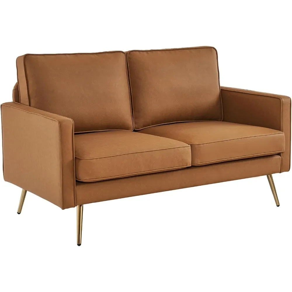 

Compact Leather Loveseat – Deep Cushioned 2-Seater for Living Room or Office