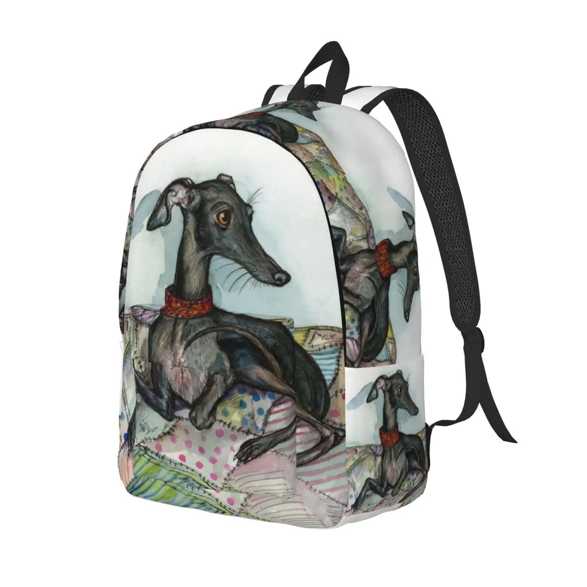 Custom Greyhound Whippet Dog Canvas Backpacks for Women Men Waterproof School College Bag Printing Bookbags
