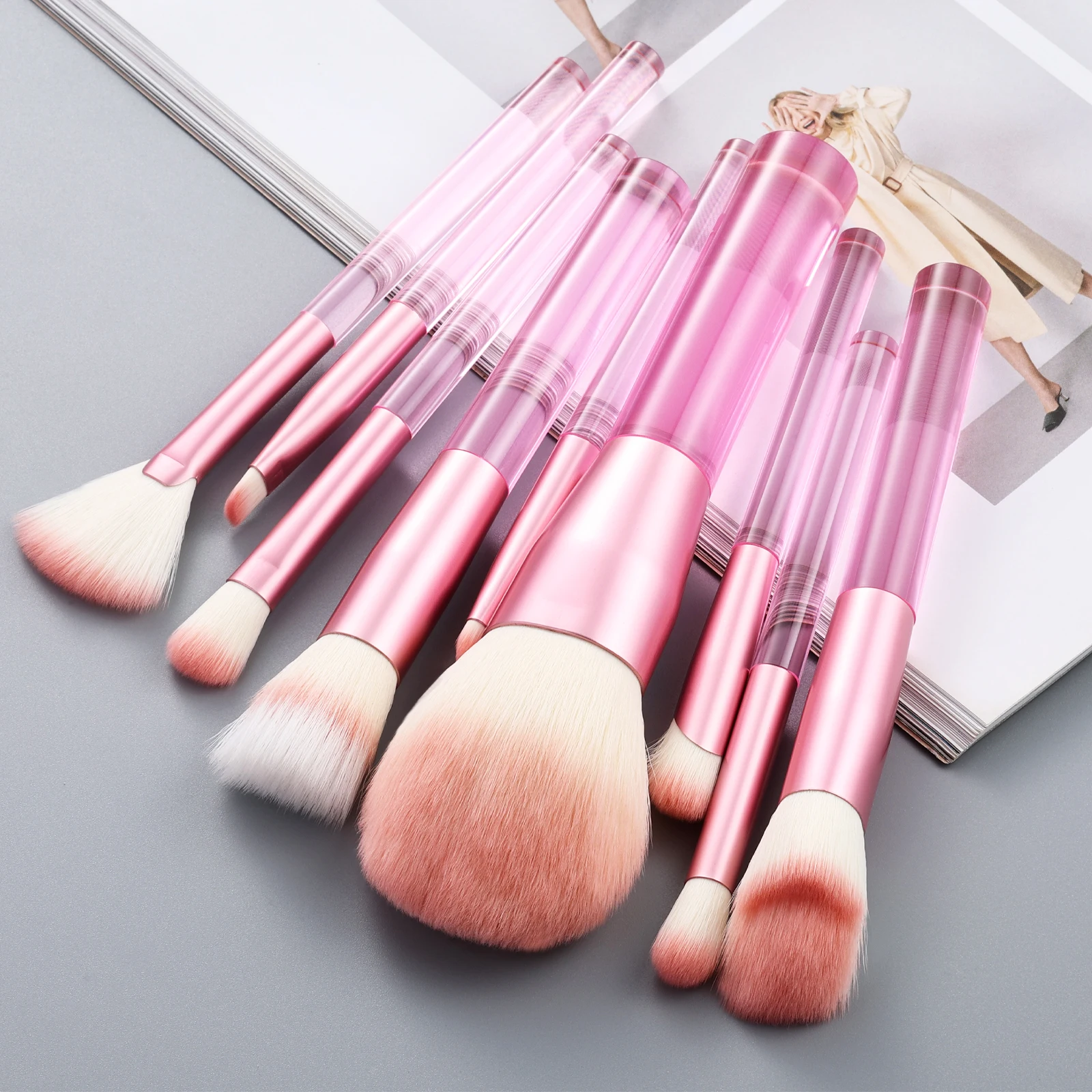 

KOSMETYKI 9 Pcs Premium clear makeup brush Powder Foundation Brush Contouring Brush Eyeshadow brush Beautiful brush