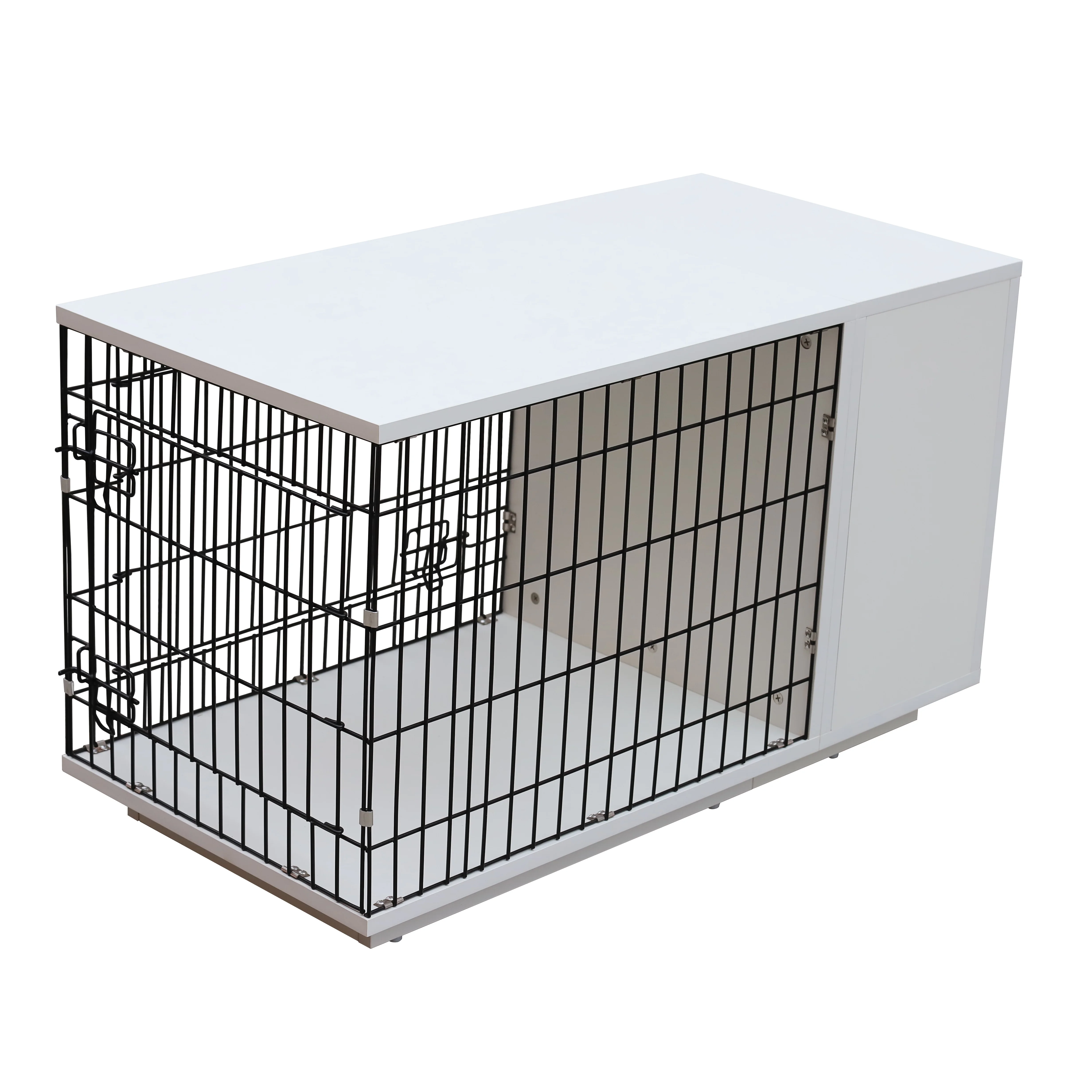 Indoor Dog Crate with a Mirror Involved Wardrobe Pet Cage Cat Cage with Storage Cabinet