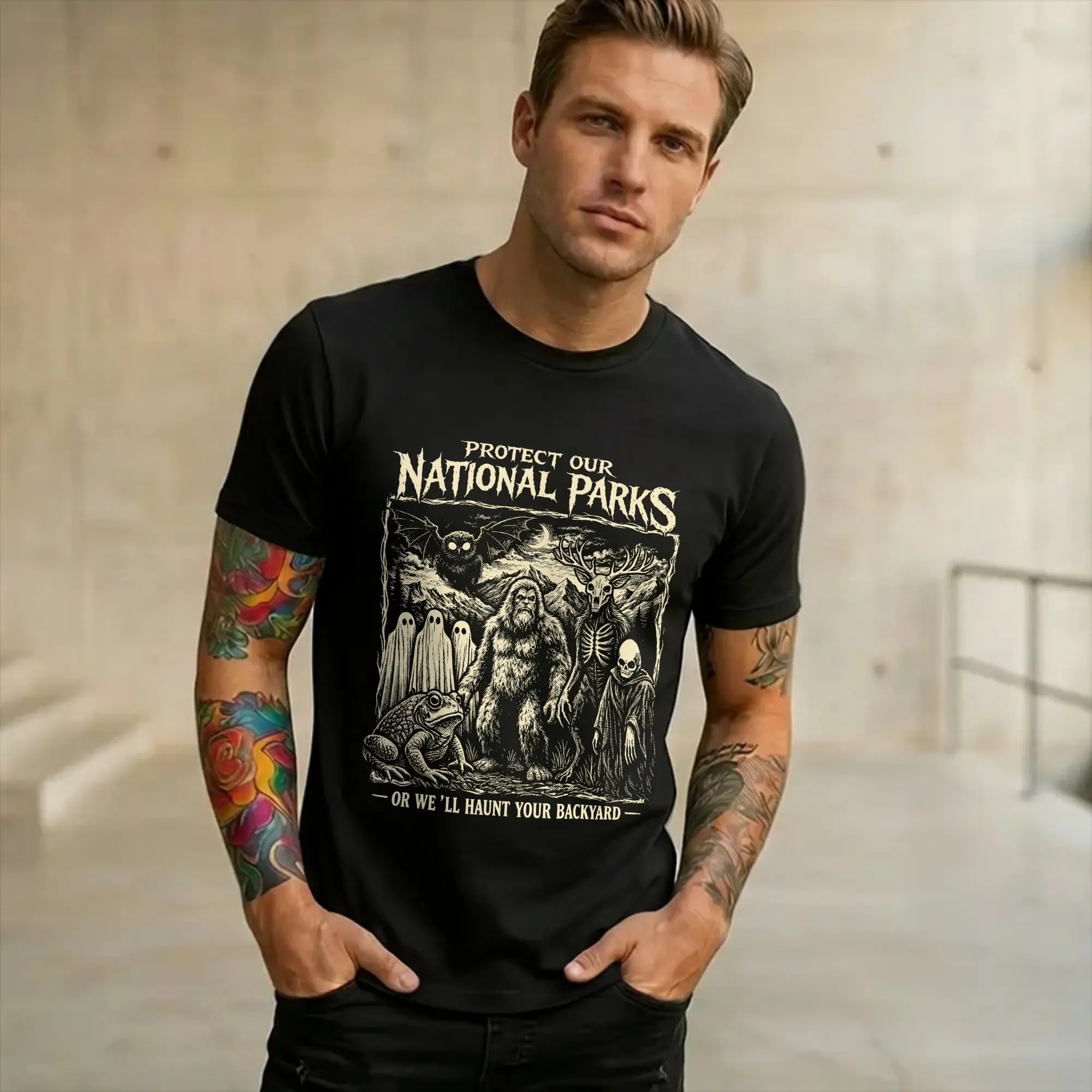 Protect Our National Parks or We'll Haunt Your Backyard  Apparel Unisex T Shirts Cotton Tee Fashion  T-shirt Clothing