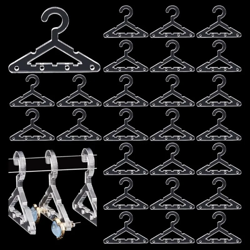 

30pcs Clothes Hanger Clear Earring Holder Necklace Mini Hanger Rack Jewelry Display Dangle Earring Hanging Organizer Acrylic Ear