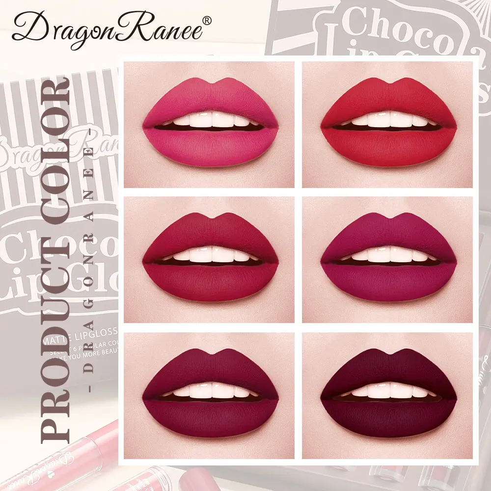 6-pack Lip Gloss Non fading Lipstick Red Brown Makeup Festival Gift Box Set