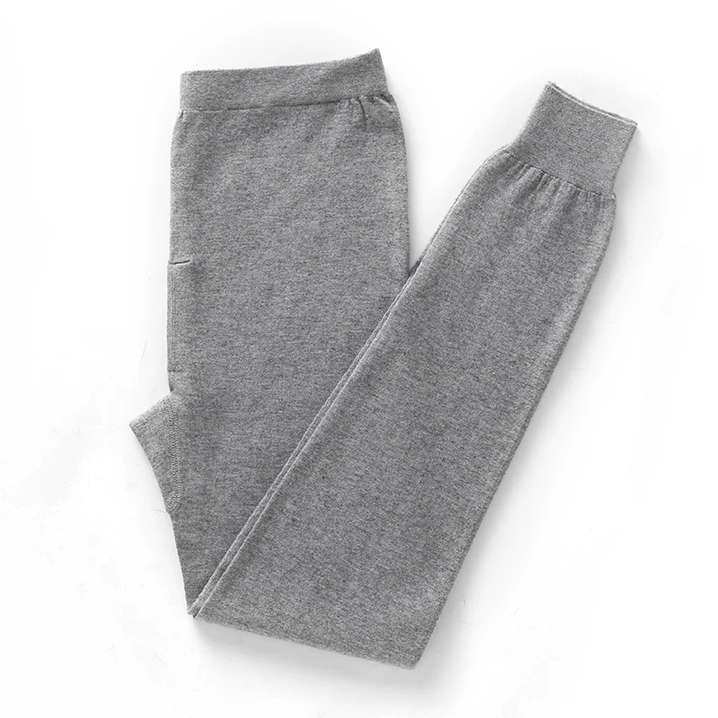 Wool Knitted Men's Leggings Autumn/Winter 2026 Elastic High Waist Leisure Soft Warm and Comfortable Pants Solid Color Trousers