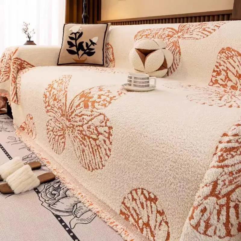 1PC French Winter Plush Sofa Towel Retro Dustproof and Cat-proof Full Cover Light Luxury Sofa Cover Towel