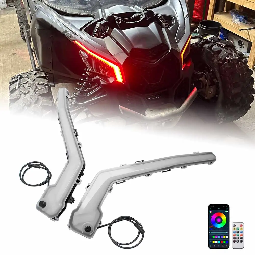 

Светодиодные передние сигнальные фонари, указатели поворота, блок световых приборов DRL, подходят для моделей Can Am Maverick X3 XRS XDS Max R XDS 2017-2023 годов выпуска.