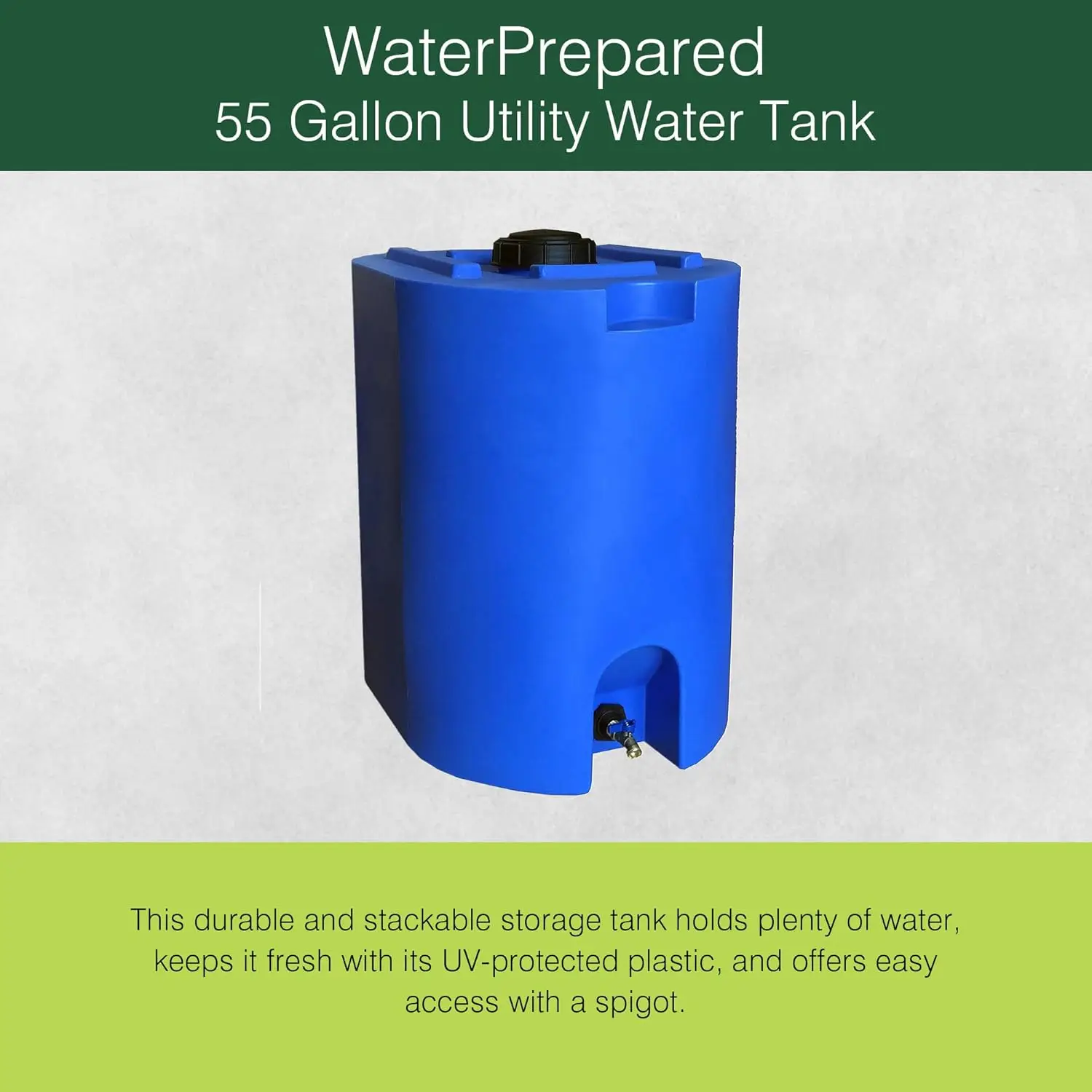 55   Space Saving  Design Utility Water Tank with Large Cap for Easy Filling and Spigots, Blue