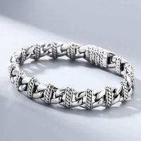 QN Silver Color Original Design Heavy Industry Bracelet Men's Cool Drag Punk Ins Wind Small Cold Wind Vintage Bracelet Jewelry