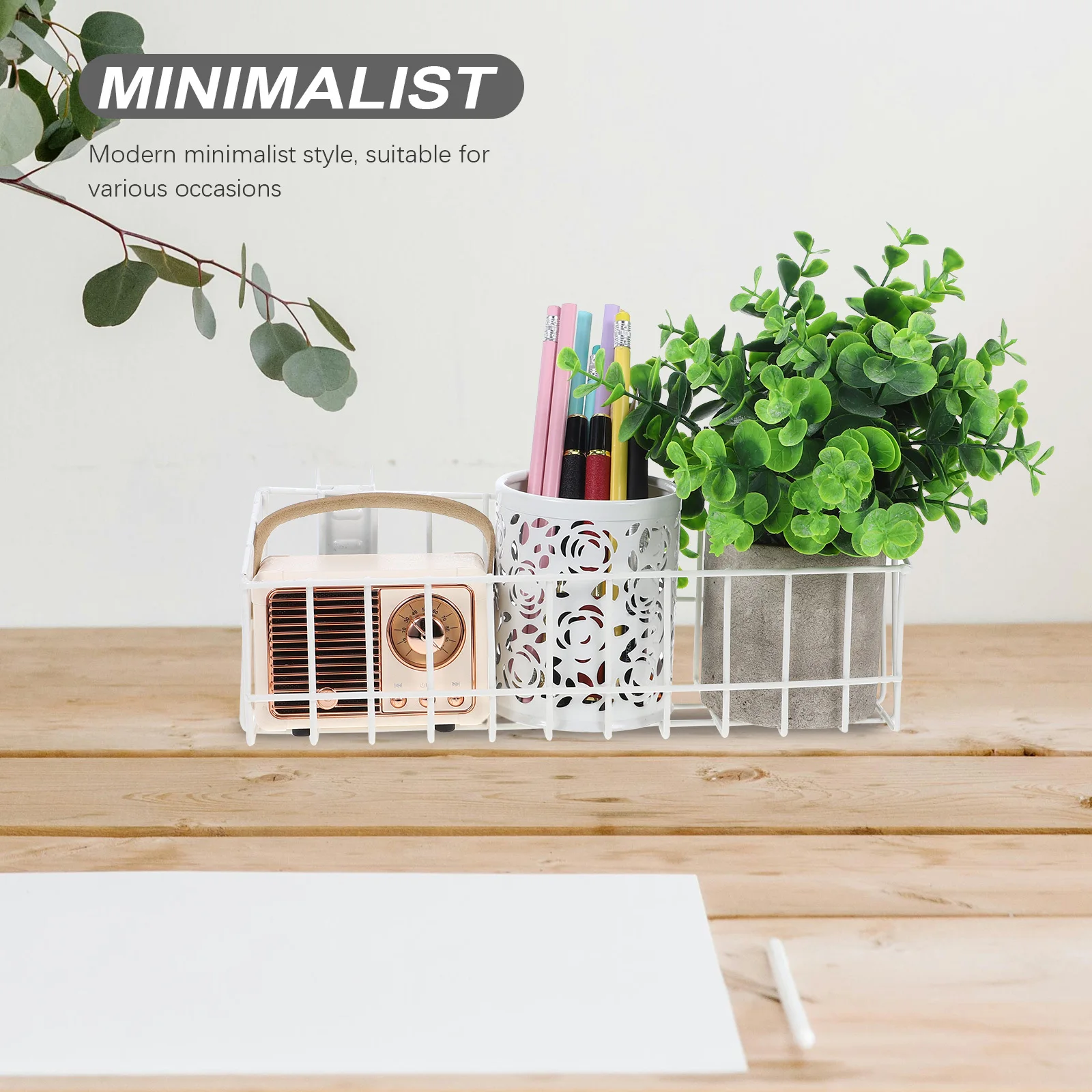 Small Bookshelf For Desk Book Organizer Wire Basket Hanging Shelf Storage Rack Scratch Resistant Lightweight Room Decor