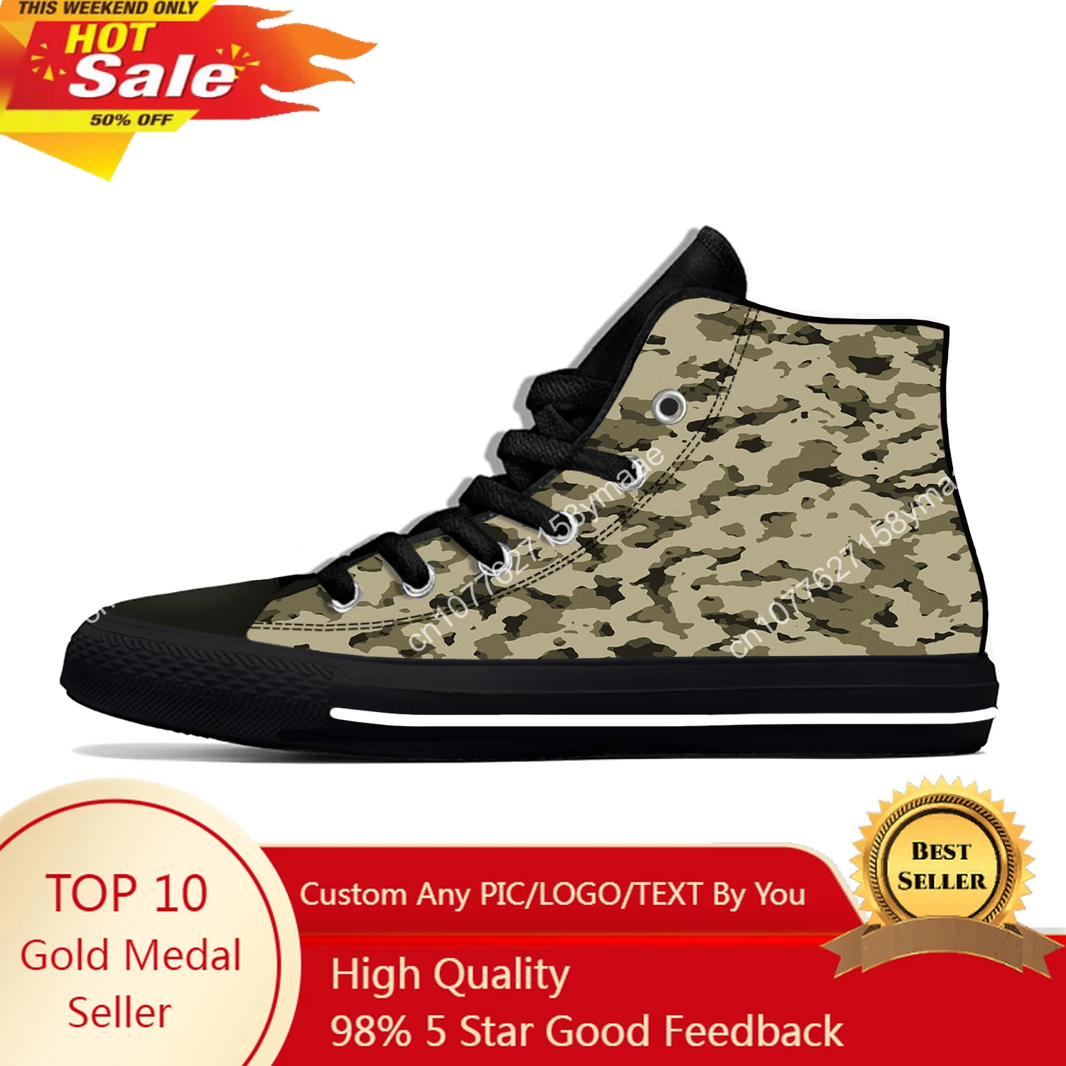 Hot Summer Cool Digital Desert Camouflage Pattern Funny Casual Shoes High Top Men Women Sneakers Classic Latest Board Shoes