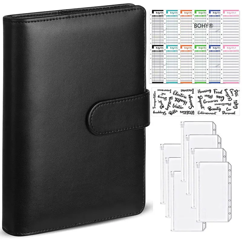 2023 Budget Binder Zipper Envelopes Organizer Cash Envelopes Budgeting Saving Money A6 Planner 6 Pockets Sticker Accessories