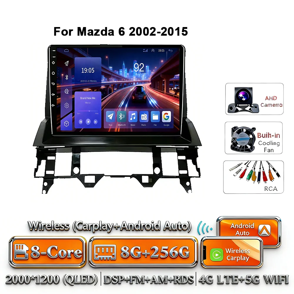 10 inch Android 17 Carplay Android Auto 4G LTE voor Mazda 6 2002-2008 GPS DSP BT GEEN 2Din GEEN DVD Multimedia Autoradio