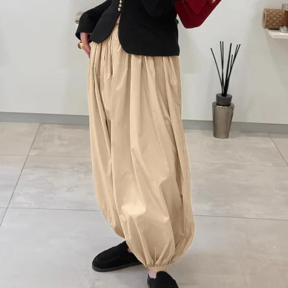 2025 outono e inverno novos pés amarrados calças de perna larga bloomers calças harlan femininas europa os estados unidos