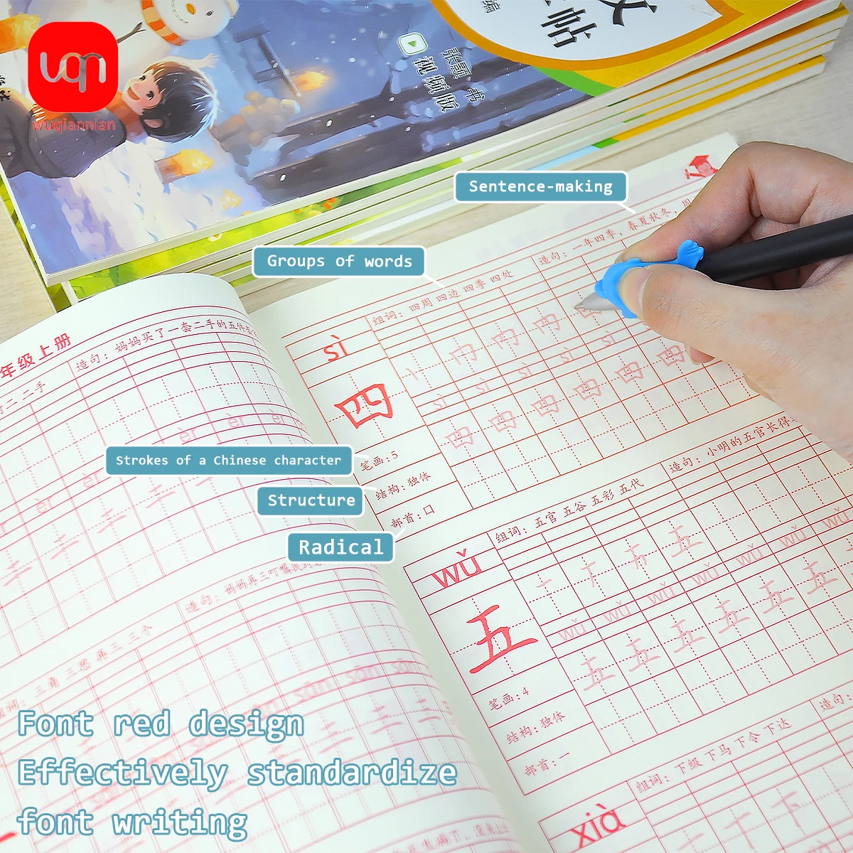 من الصف الأول إلى الصف الثالث، تعليق اللغة في المدرسة الابتدائية الكتب المدرسية الصينية في وقت واحد