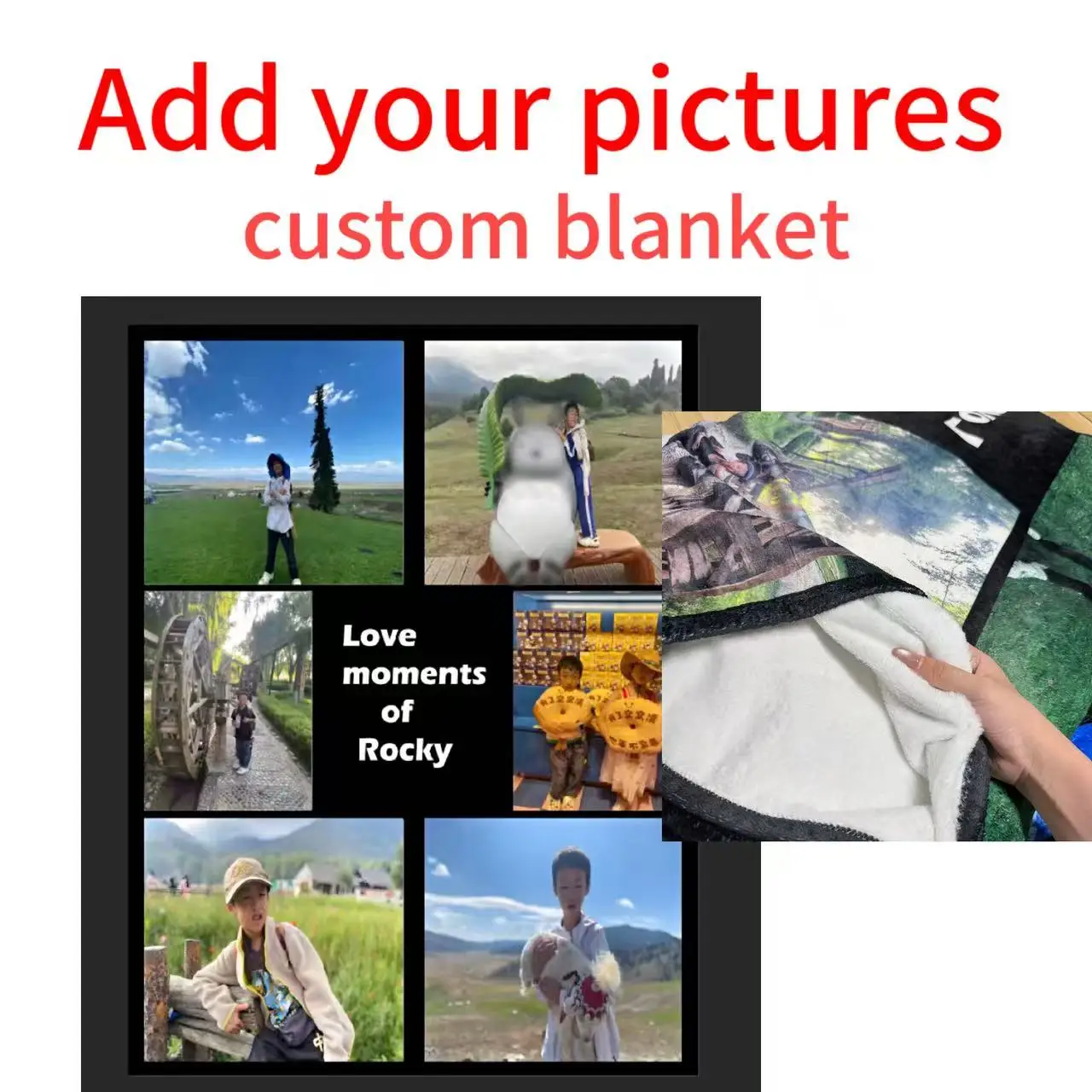 

Personalized Photos Text Blanket Printed Pictures 1-9 pages Blanket For Family Birthday Gift Travel Souvenir