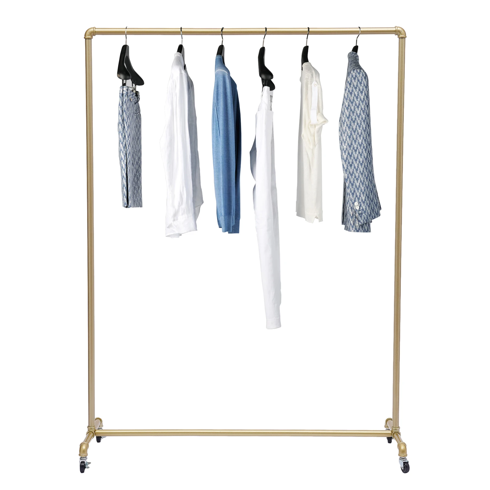 

120*160cm Gold Rectangular Clothes Rack,Free-Standing Galvanized Pipe Coat Rack Floor Standing for Hallways,Entryways