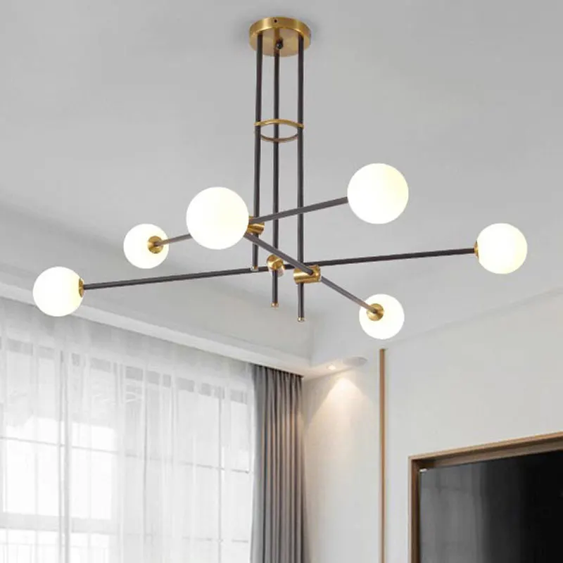 

Nordic Black Led Lamp Modern Living Room Ceiling Chandelier Glass Lampshade Light Fixtures Dining Room Decoration Home Lighting