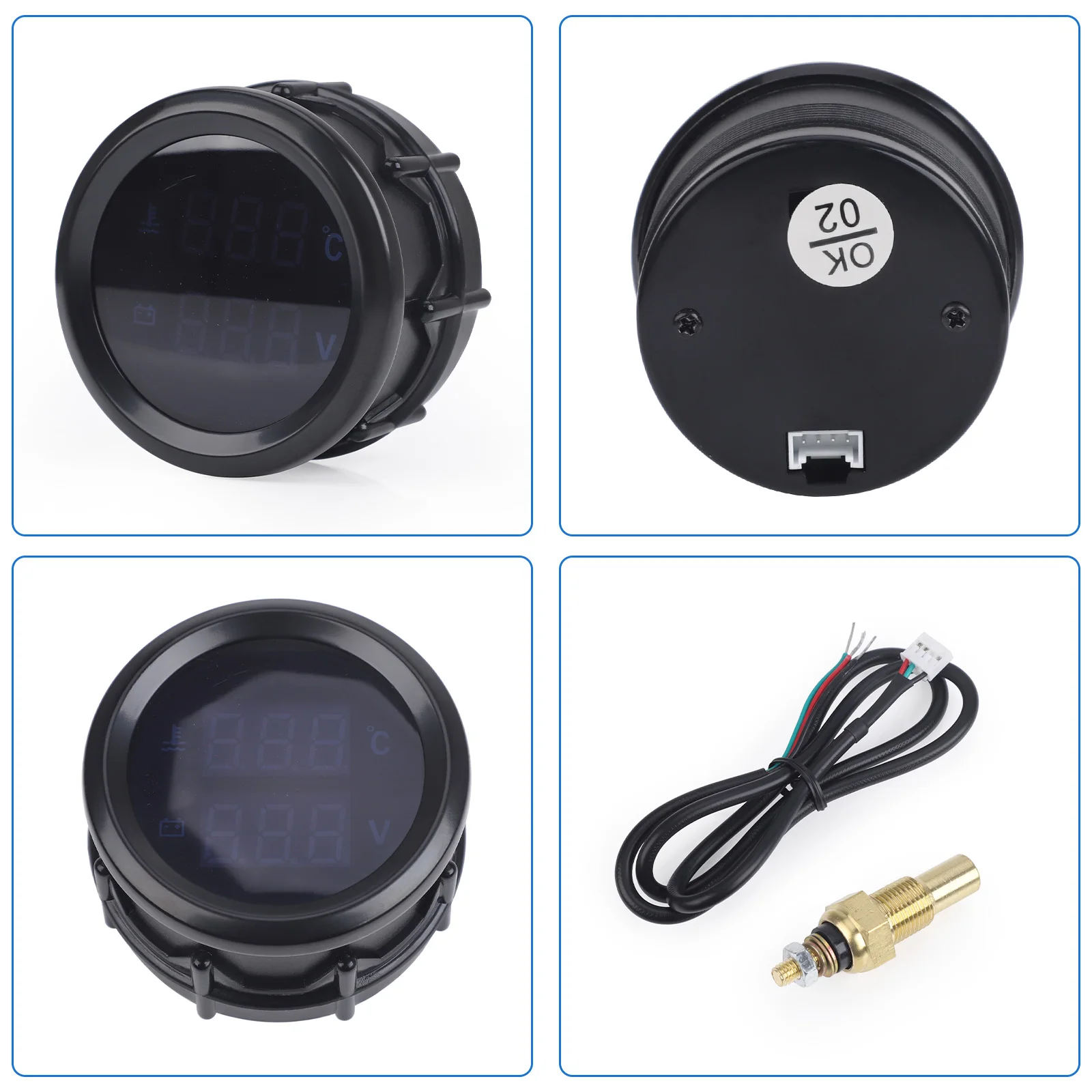 52mm Digitales Turbo-Boost-Anzeigeinstrument LED Doppel-Display Auto-Öldruckanzeige Wassertemperatur-Spannungsmesser Geeignet für 12V/24V Fahrzeuge – Detail 5