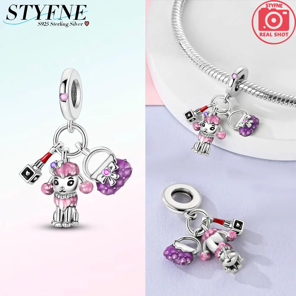 Original Charms 925 Silver Kibin Dog Bag Lipstick Pendants Fit Charms Plata 925 Bracelets For Women Women Jewelry Making Diy