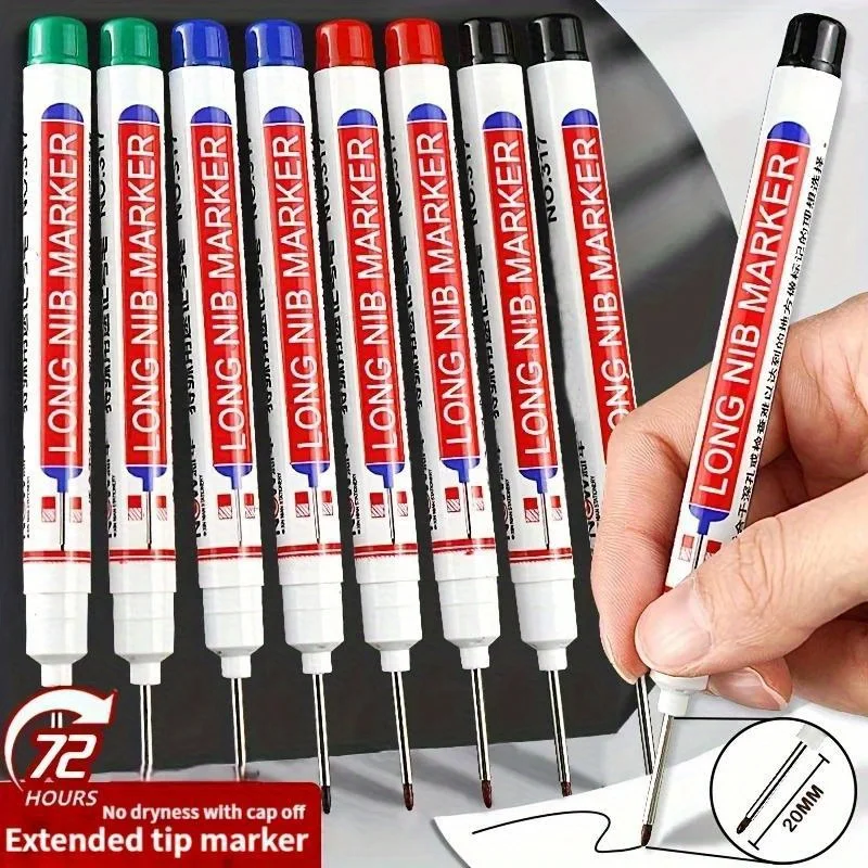 

5 Colors White Long Tip Marking Pen 20mm Permanent Deep Drill Hole For Carpenters Builders Construction Hardware Bathroom