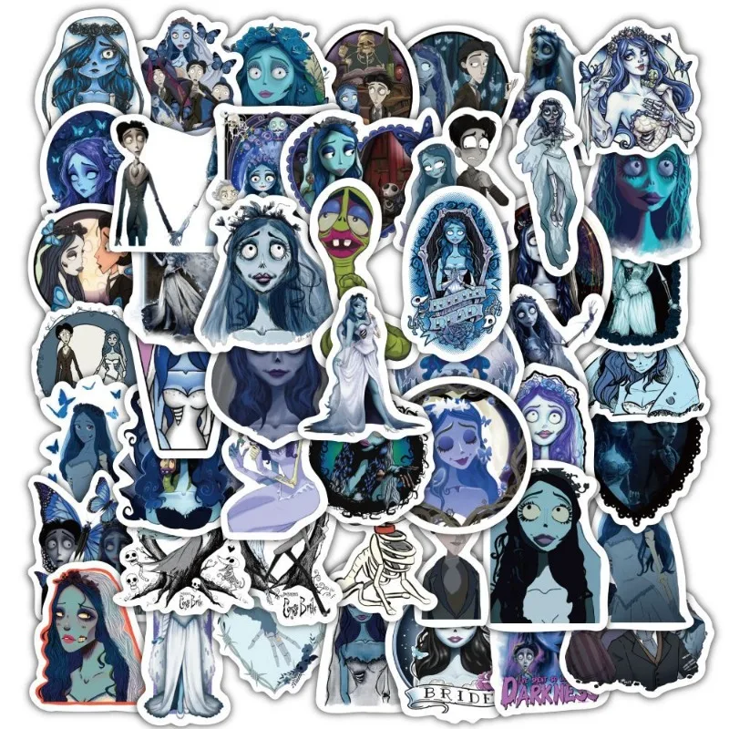 60pcs Animated Movie Corpse Bride Sticker Suitcase Water Cup Car Stationery Mobile Phone Decoration Waterproof Sticker