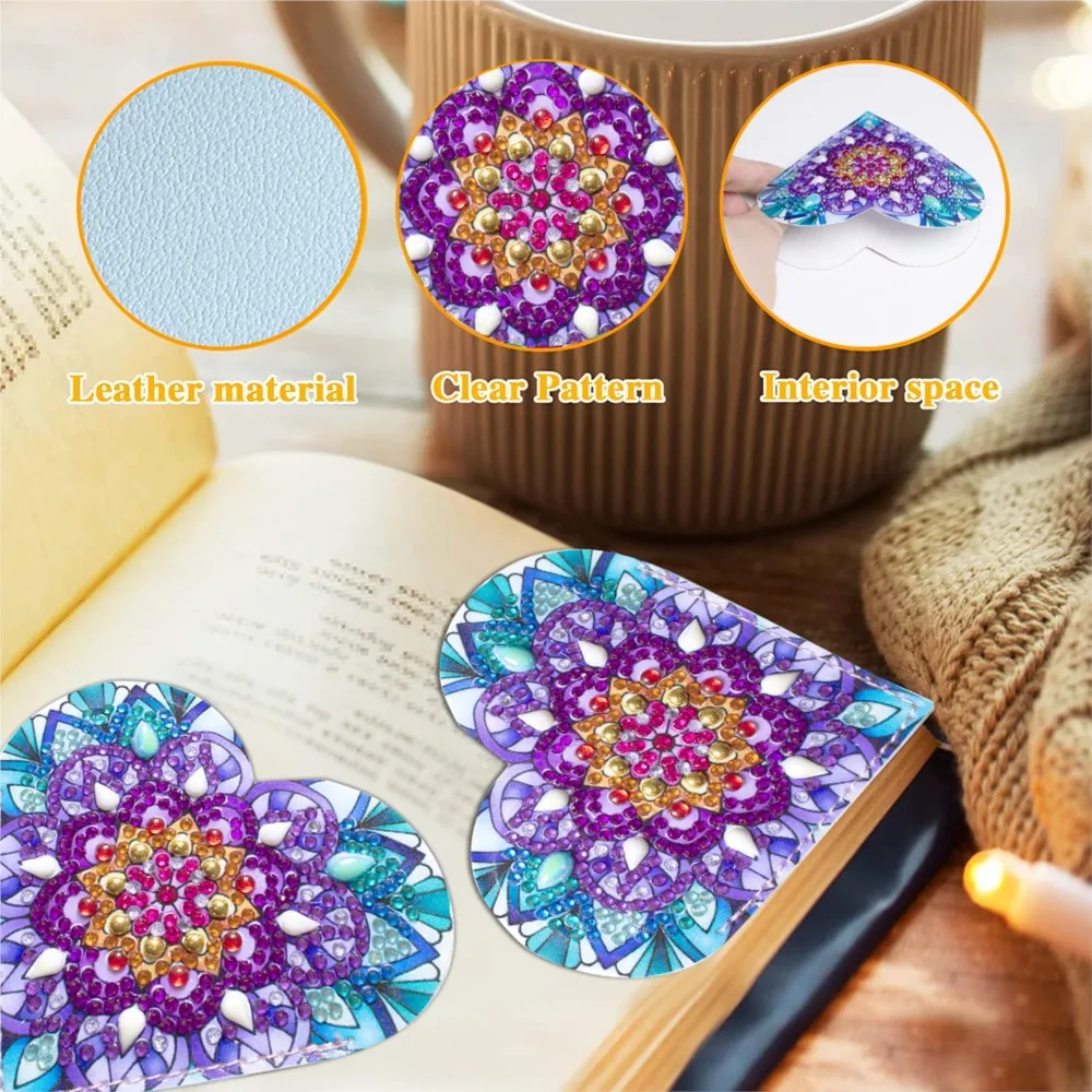 

DIY сердце цветы алмазные художественные угловые закладки кожаные закладки для книг хрустальные стразы алмазная живопись закладки для начинающих