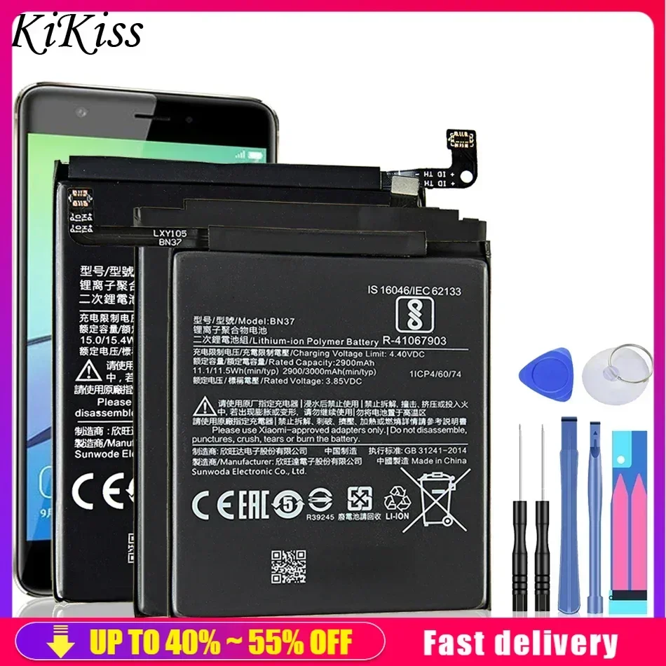 

Battery For Xiaomi Redmi Note 2 3 3S 3X 4 Prime 4A 4X 5 Plus 5A 6 6A 7 8 8T 9 GO K20 K30 Pro BN31 BN34 BN40 BN41 BN43 BM46 BM47