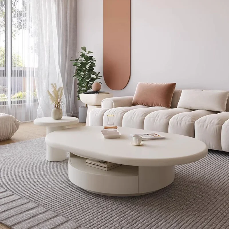 Minimalist Oval Coffee Tables Luxury White Premium Bedroom Coffee Tables Modern Design Stolik Kawowy Furniture Living Room