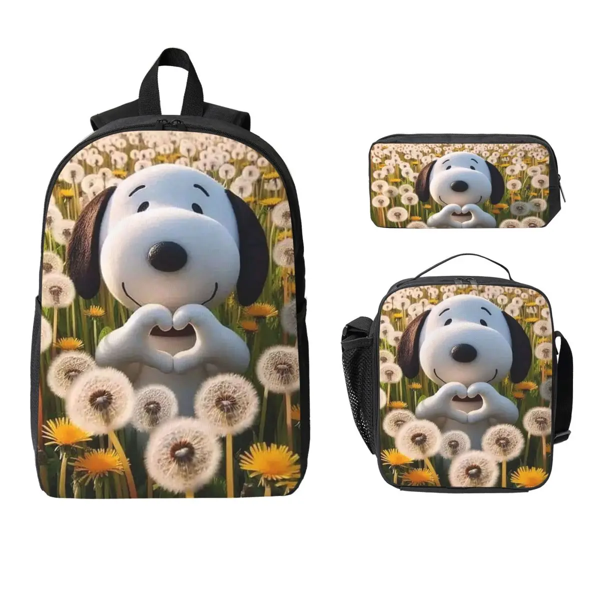

Snoopy Backpack Student Boys Girls BookBag School Bag Laptop Shoulder Bags 3ps Insulated Lunch Bag Pencil Case