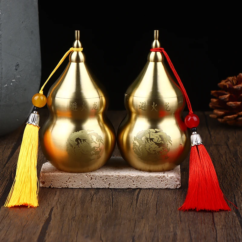 Brass Gourd Feng Shui Ornament With Tassel Feng Shui Decorative Collectible For Prosperity And Longevity Home Office Desk Decor