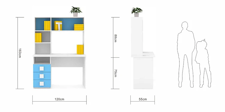 أثاث غرفة نوم الدراسة للأطفال بسعر جيد مع أدراج وخزانة الكتب وغرفة الدراسة