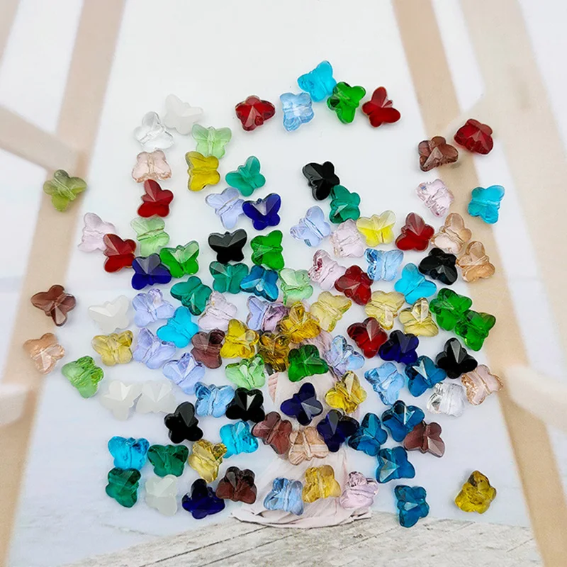 

20pcs Butterfly Shape 10mm 14mm Faceted Crystal Glass Top Drilled Loose Pendants Beads for Jewelry Making DIY Crafts Findings