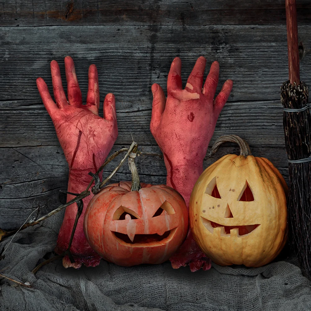 Sticky Hand Halloween Decor Severed Sports Fake Human Arm Hands Bloody Decorations Outdoor