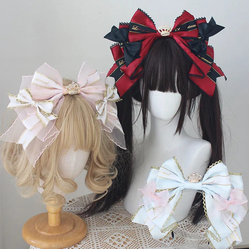 

Полноцветный бант мечты, повязка на голову ручной работы, маленькие аксессуары в стиле Лолиты, KC, великолепный свадебный головной убор с большим бантом и цветком