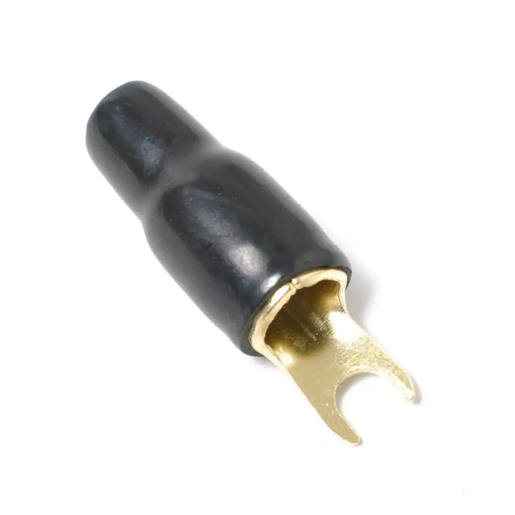 4 Gauge Fork Terminal Black Red Gold Plated Wire End Connector Kit for Automotive Power Ground Distribution