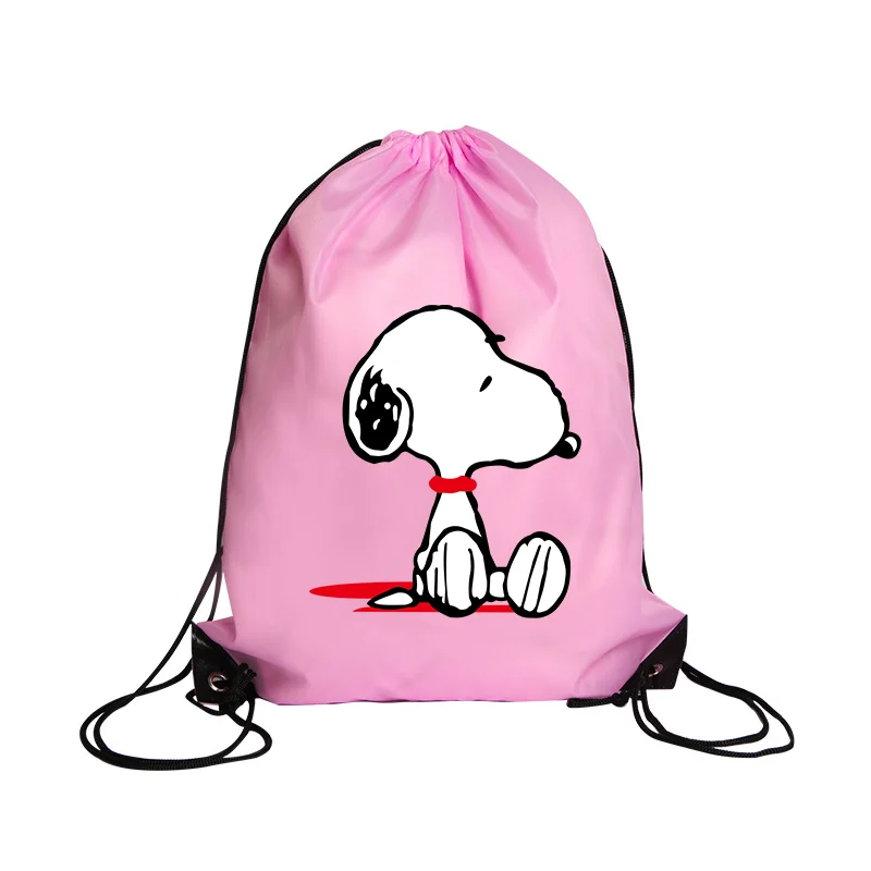 Snoopy Shopping Knapsack Bag Non-woven Fabrics Drawstring Watertight Anime Cartoon Print Large Capacity Handbag Portable Sacks