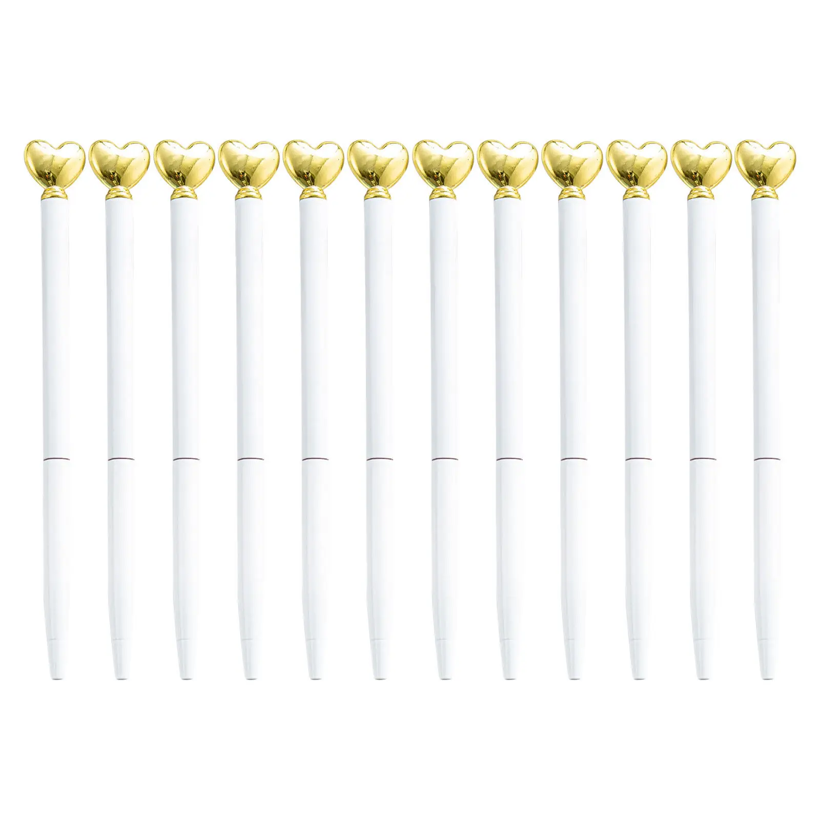 

Набор из 12 золотых металлических шариковых ручек в форме сердца для Дня святого Валентина, креативные ручки в форме любви для свадебных приглашений и дневников