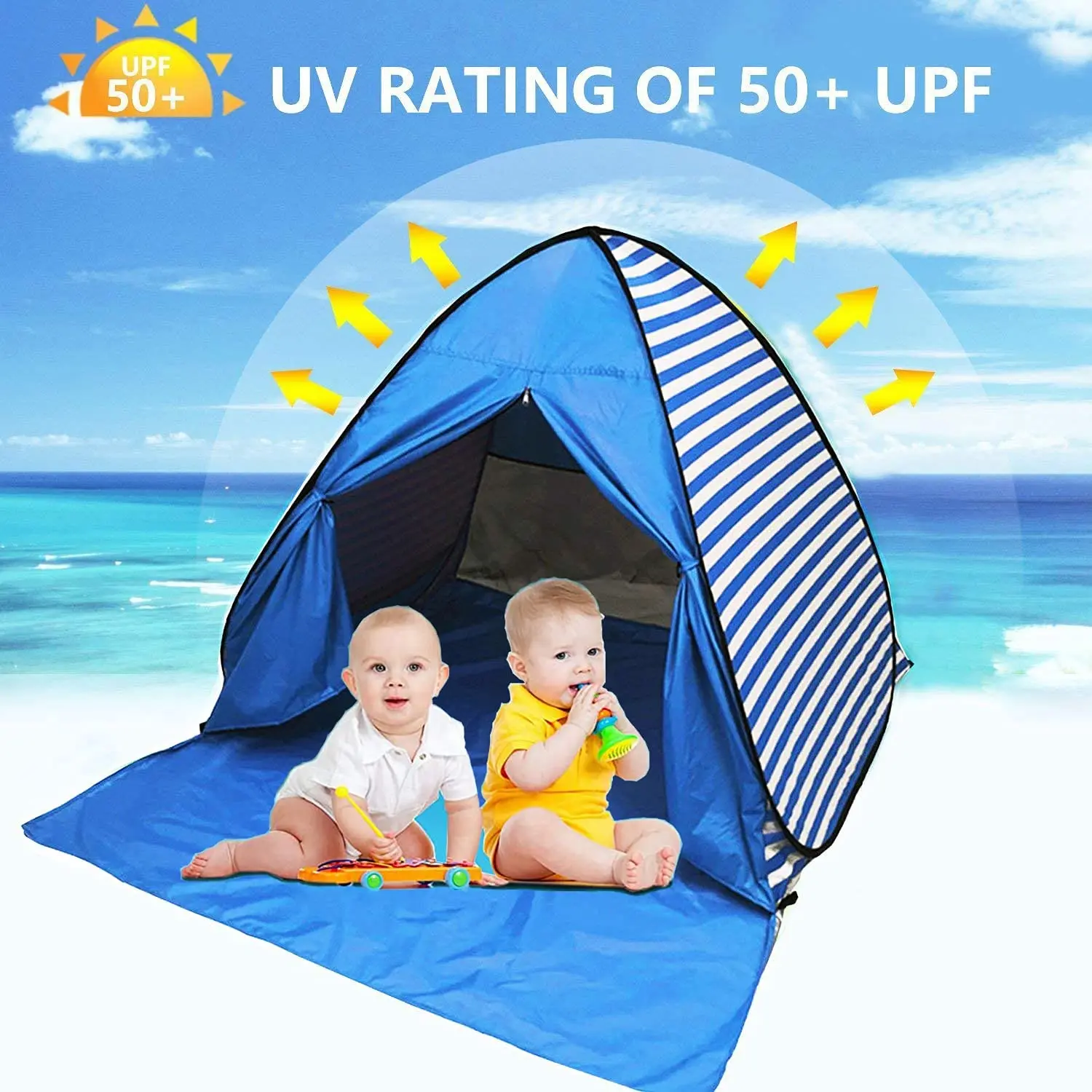 Pop Up Beach Tent Shade Sun Shelter UPF 50+ Canopy Cabana 2-3 Person for Adults Baby Kids Outdoor Activities Camping Fishing