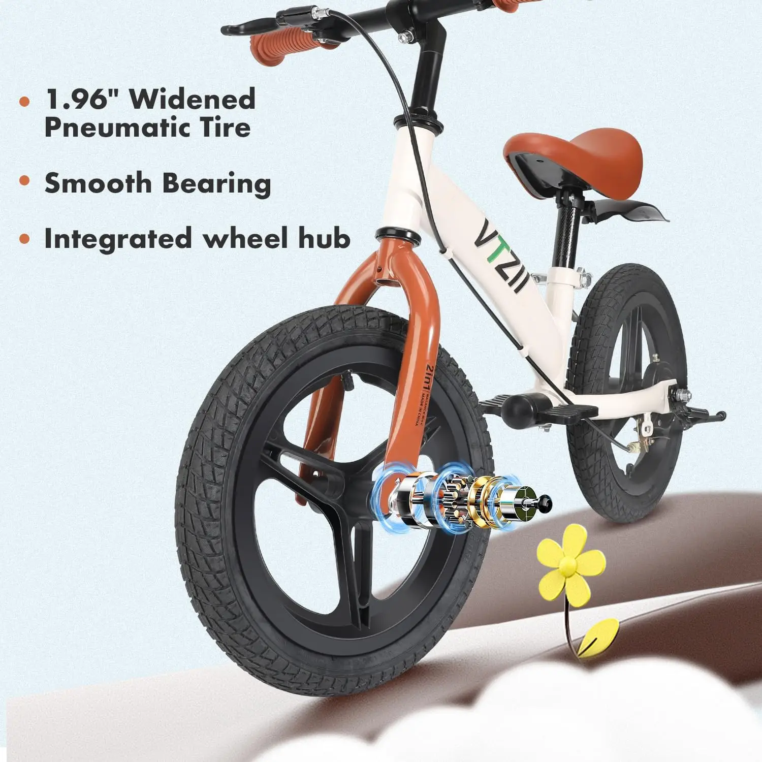 Balance Bike 2 in 1 with Pedals Brake Training Wheels Kickstand Pneumatic tyre,for Kids 2-7 Years Old,Kids Bike 14 inch