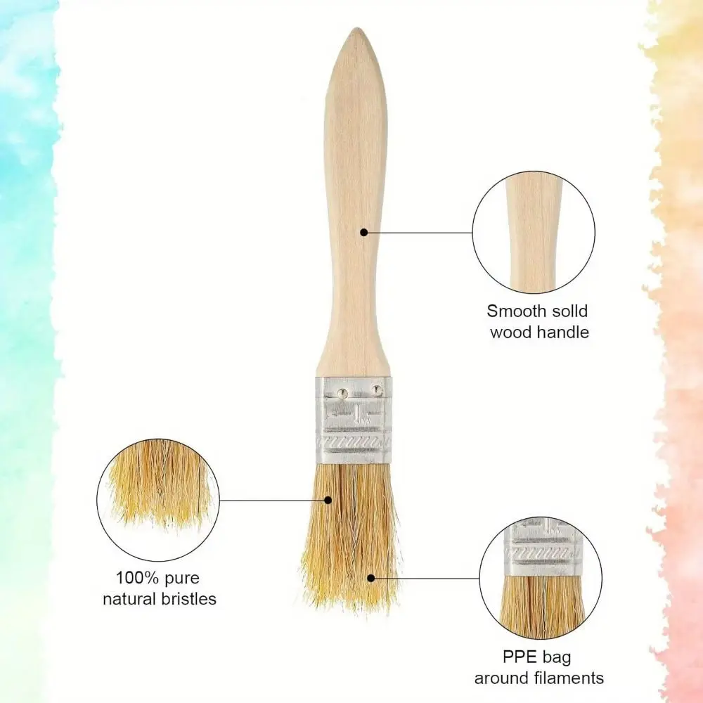 

10Pcs Professional Tools Wooden Handle Bristle Paint Brush Flat Thickened Pig Mane Brushes DIY Wall Paint Brush Wall Painting