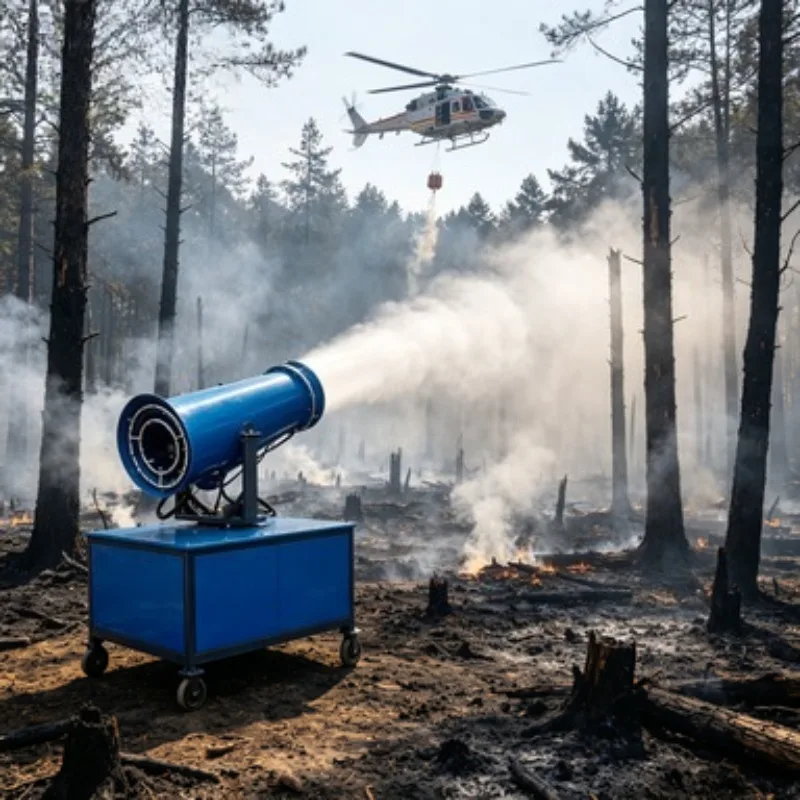 For Steel Plant Dust Suppression Fog Cannon Water Sprayer Industrial Mist Cannon Dust Removal Machine 120m