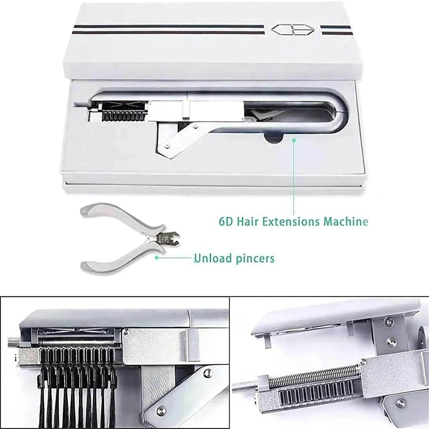 6D Hair Extension Machine 10 Row Professional No-Trace Hair Extensions Tool 100% Real Human Hair Clip Buckle for Salon