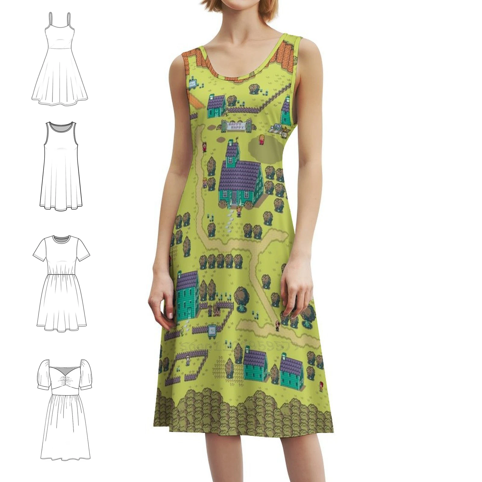 

Earthbound Happy Happy Village Шикарное платье в стиле бохо Элегантное модное пляжное платье для свадебной вечеринки Earthbound Onett Twoson Rpg Jrpg Final