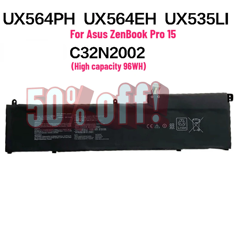 

C32N2002 Laptop Battery For Asus ZenBook Pro 15 UX535 UX535Q UM535,Flip 15 UX564 Q538 Q528 UX564 UX564EI-H2030T 3ICP7/54/64-2