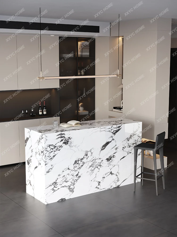 Stone Plate Bar Counter Bulgari Mild Luxury Marble Home Living Room Partition Open Kitchen Kitchen Island High-End Customization