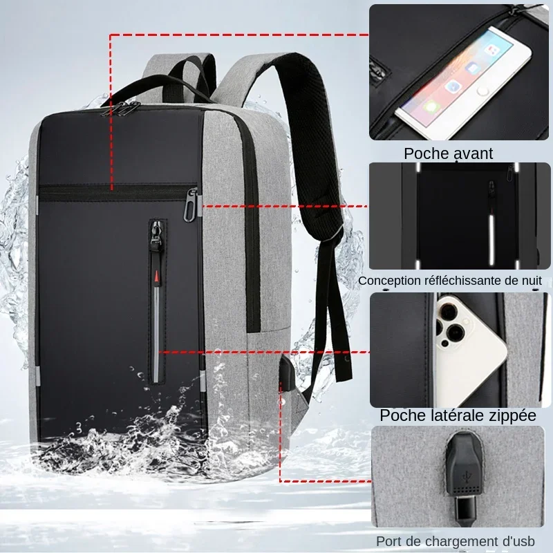 Waterproof Oxford Fabric Business Laptop Backpack for Men 15.6 Inch USB Charging High Capacity School Backpack