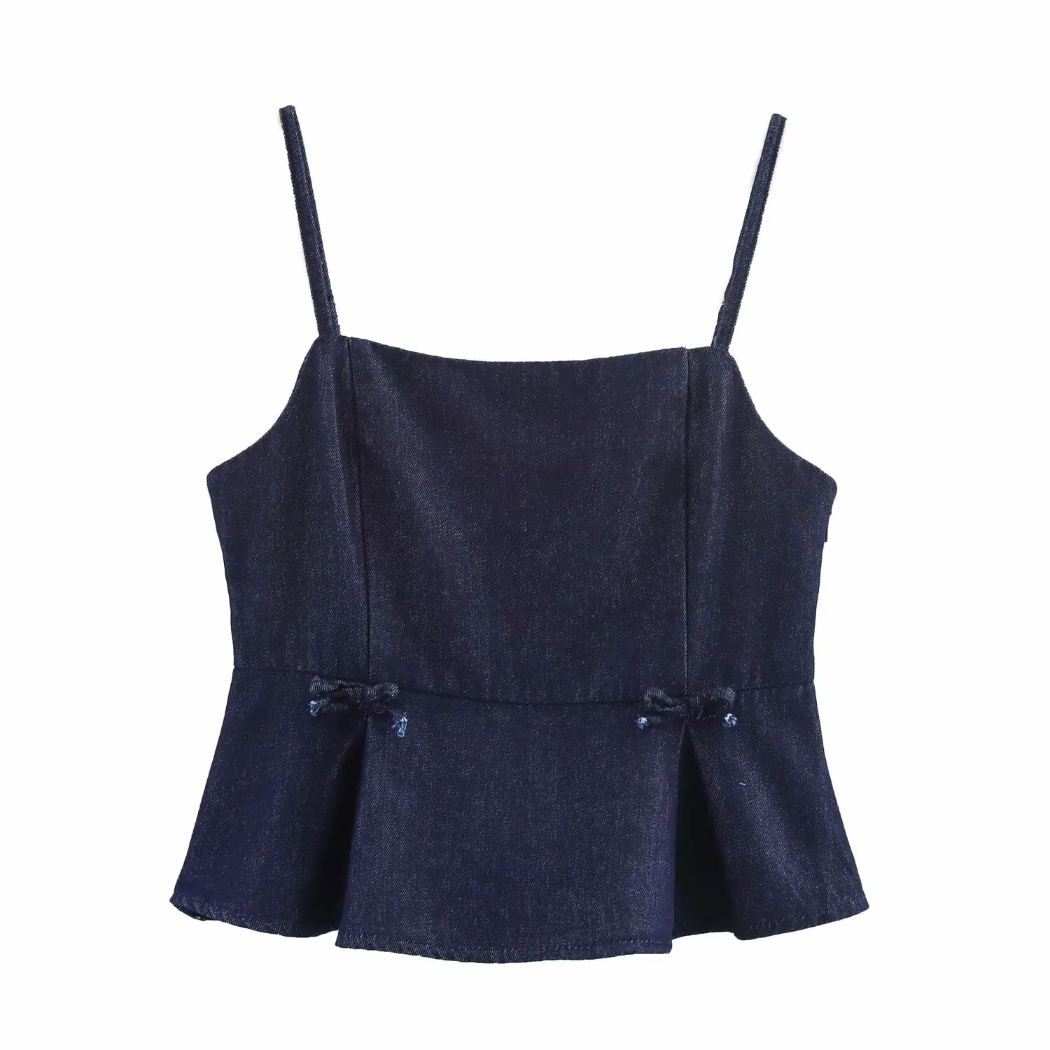 

UNIZERA women's fashionable and simple top with bow decoration pleated small suspender temperament summer new style top