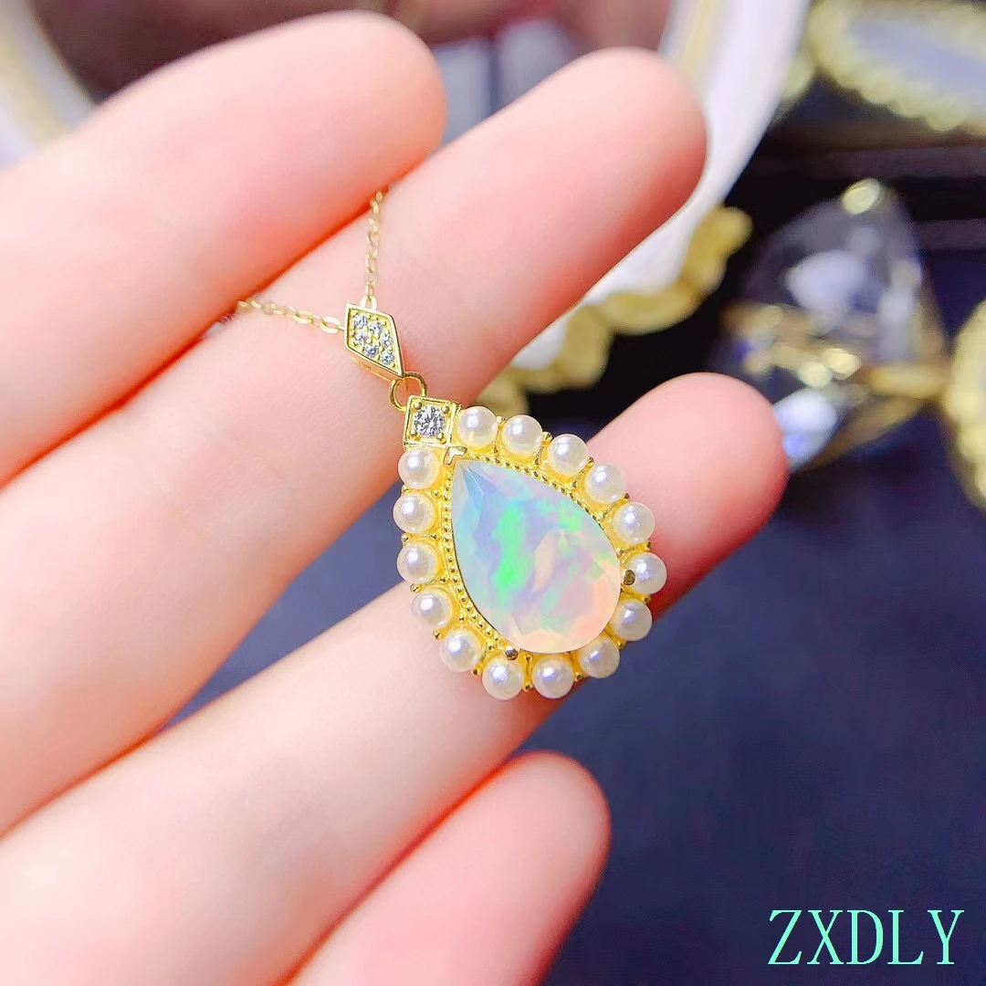 2025 Newest Big Size High-end Water Drop Opal Pendant for Women Necklace real 925 Silver Natural Gem birthstone Birthday Gift view 2