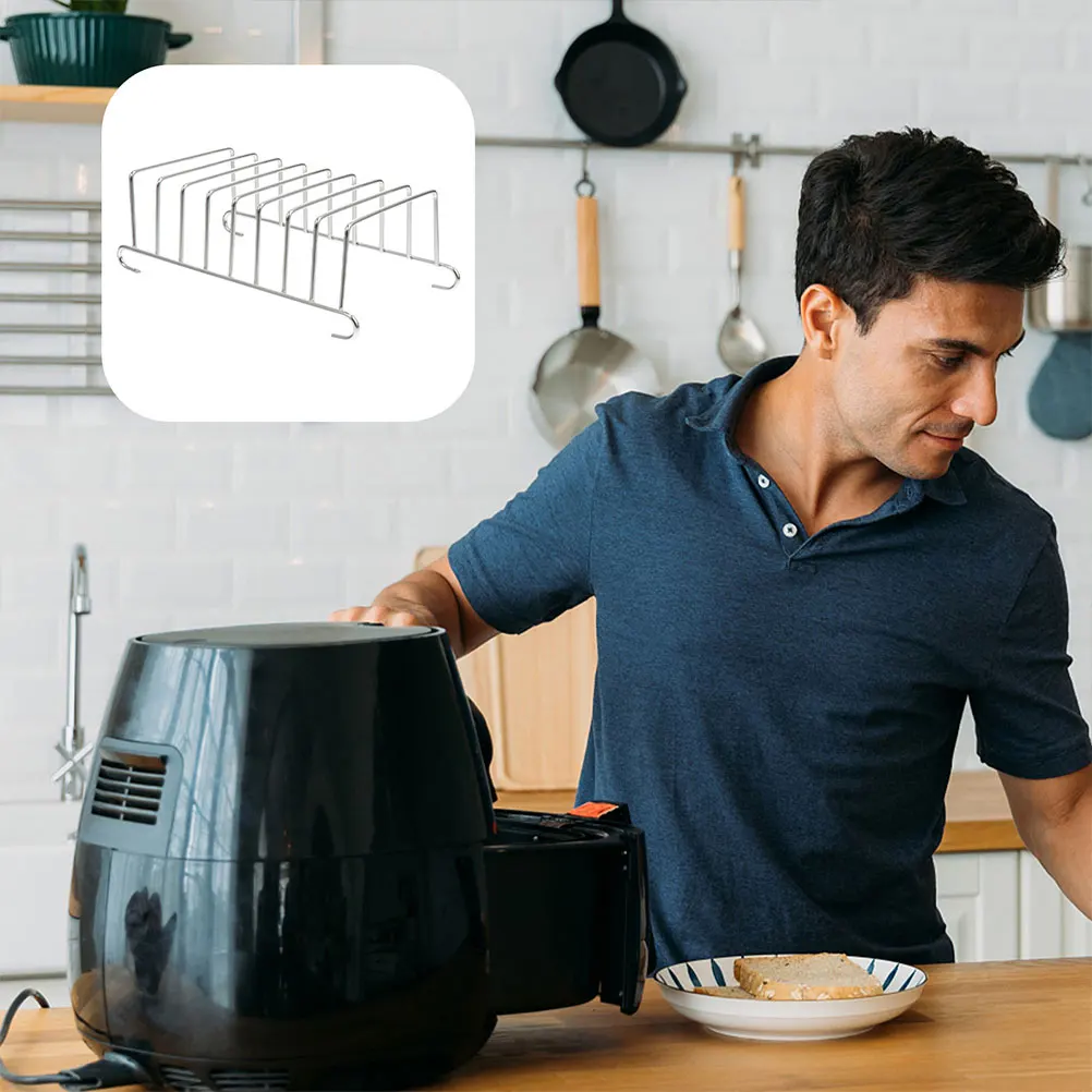 

Air Fryer Rack Stainless Steel Multi-Function Grill Accessory for Baking Roasting Steaming Easy Clean Heat-Resistant Cooking