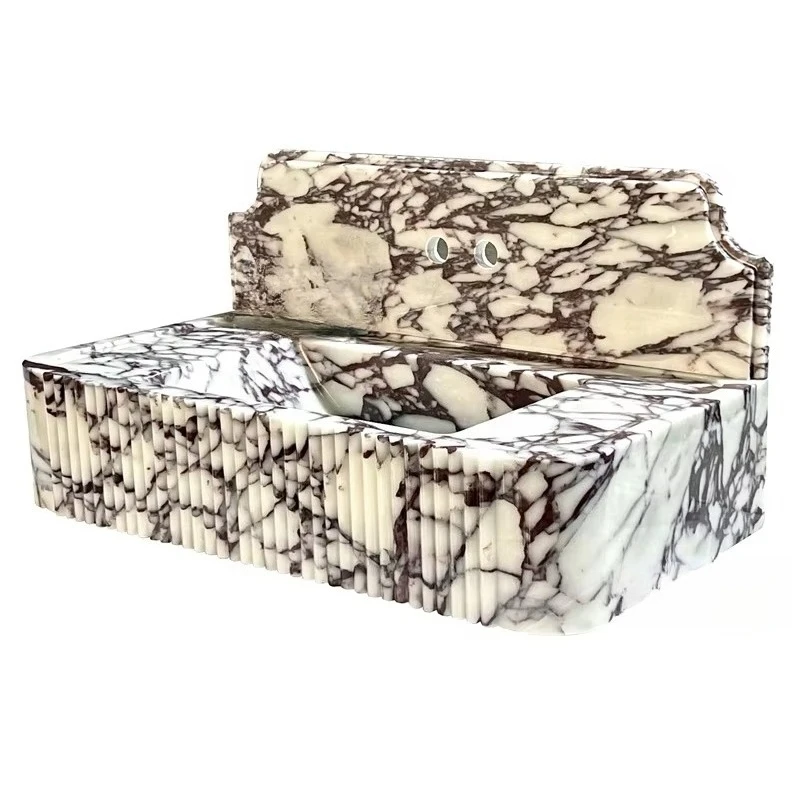Luxury Home Glossy Modern Designs Natural Calacatta Viola Marble Sink Stone Wash Basin Bathroom Vanities